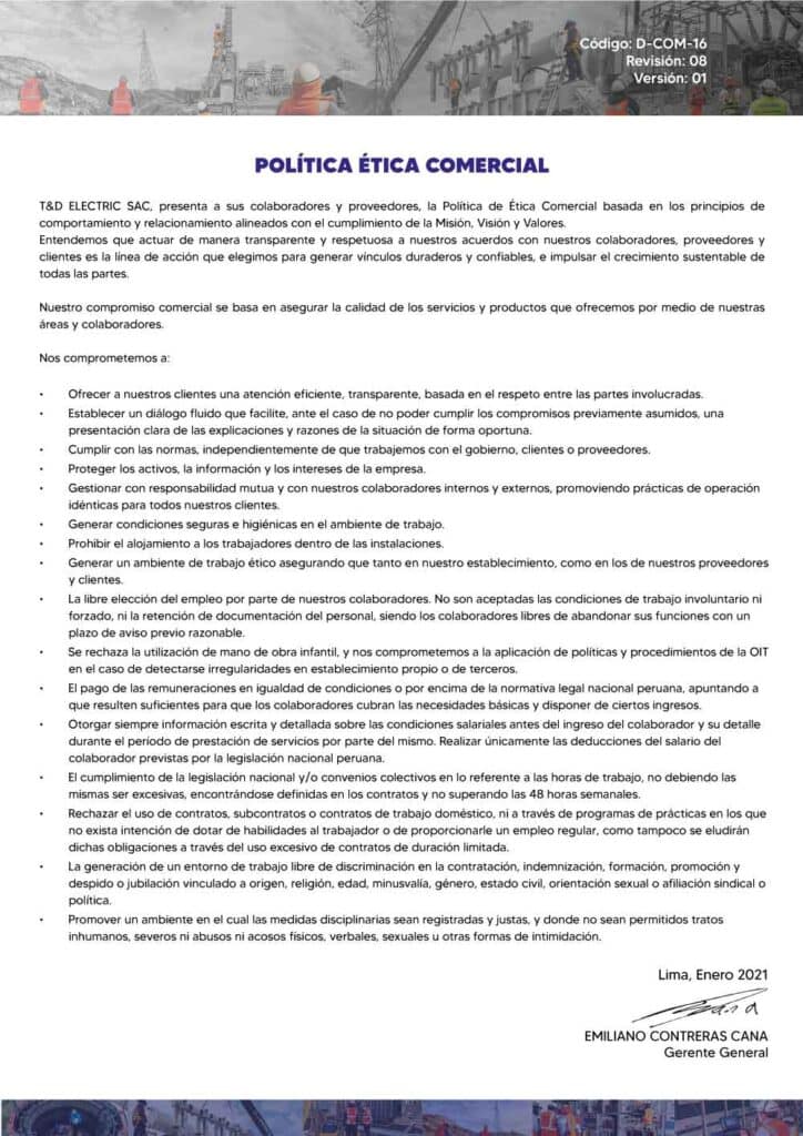 politica etica comercial