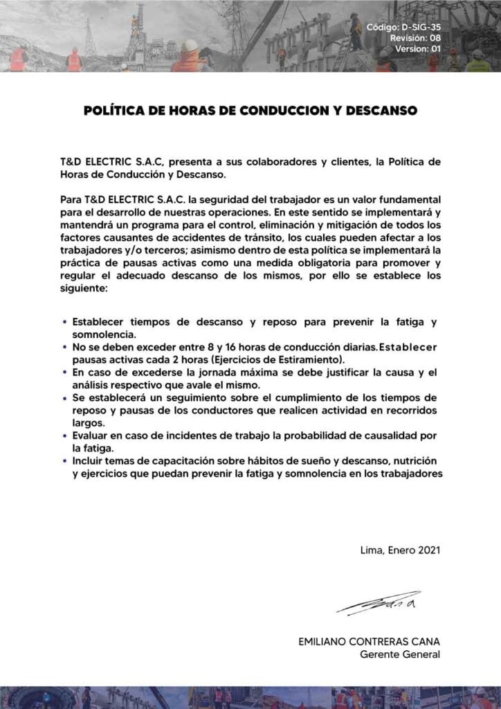 politicas conduccion descanso